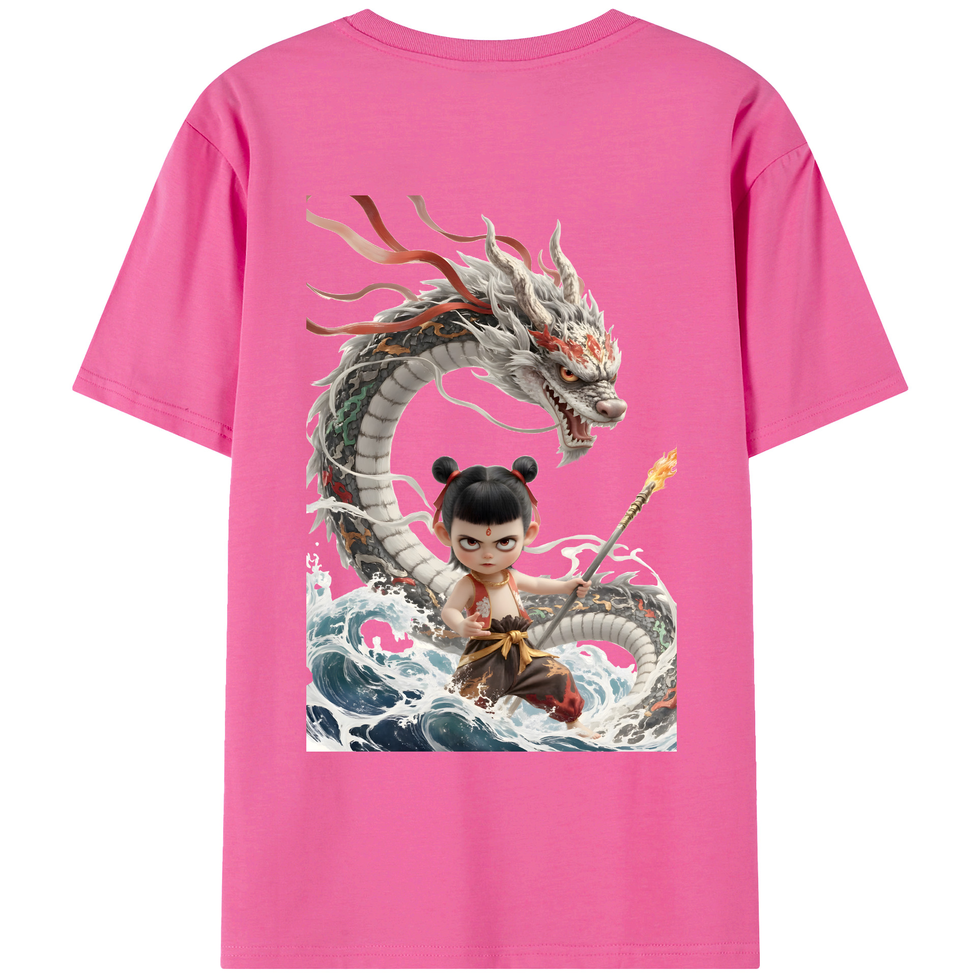 （画像用） Ne Zha 2 ナタ 魔童の大暴れ レディース半袖Tシャツ(バックプリント)